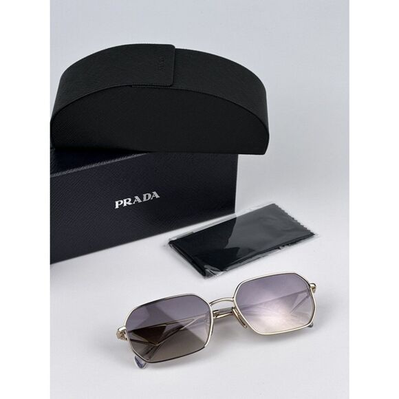 NEW Prada PRA51S ZVN30C Pale Gold Gradient Blue Mirror Geometric Sunglasses main image 4